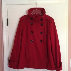 Gap red wool funnel neck swing coat